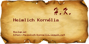 Heimlich Kornélia névjegykártya